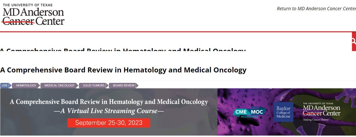 The MD Anderson Hematology and Medical Oncology Board Review 2023 (Videos + PDF)